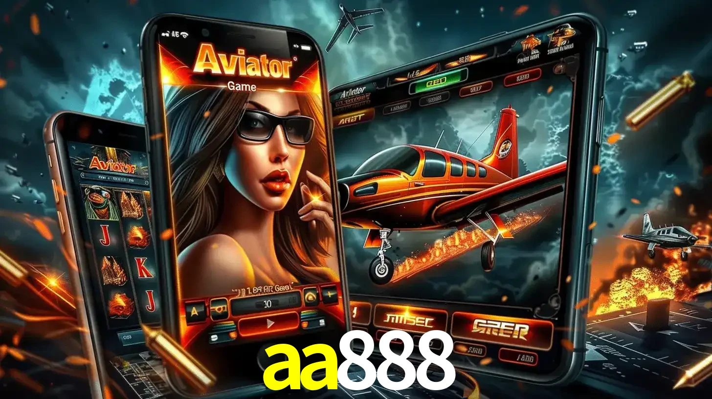 O popular jogo de apostas Aviator exibido em vários celulares e tablets, mostrando a interface emocionante e a ação de voo disponíveis para jogar agora no aa888.